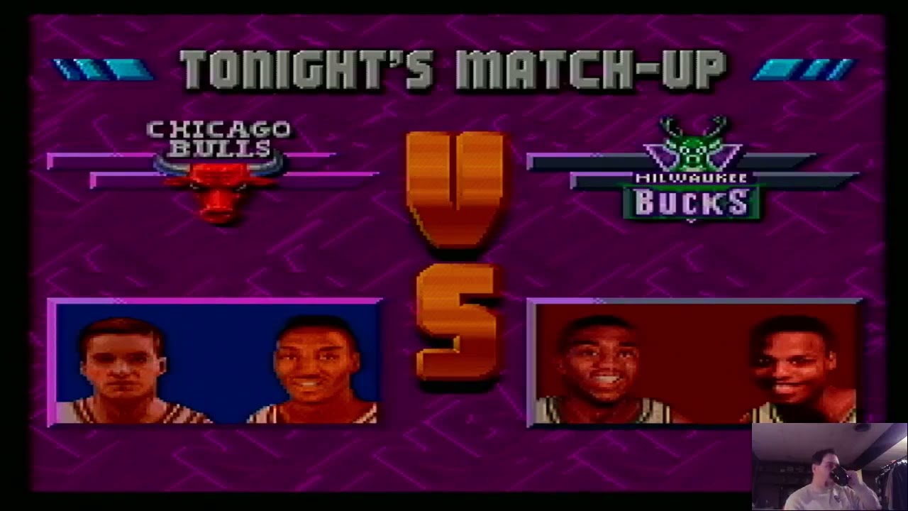 NBA Jam Tournament Edition (SNES) - Chicago Bulls Vs Milwaukee Bucks (With Bonus Game Warmup)