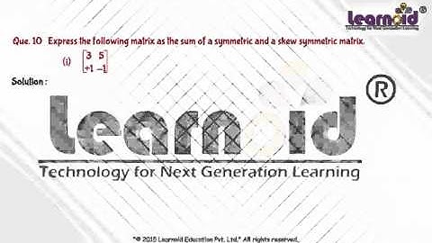 Matrices: Solved Example -10