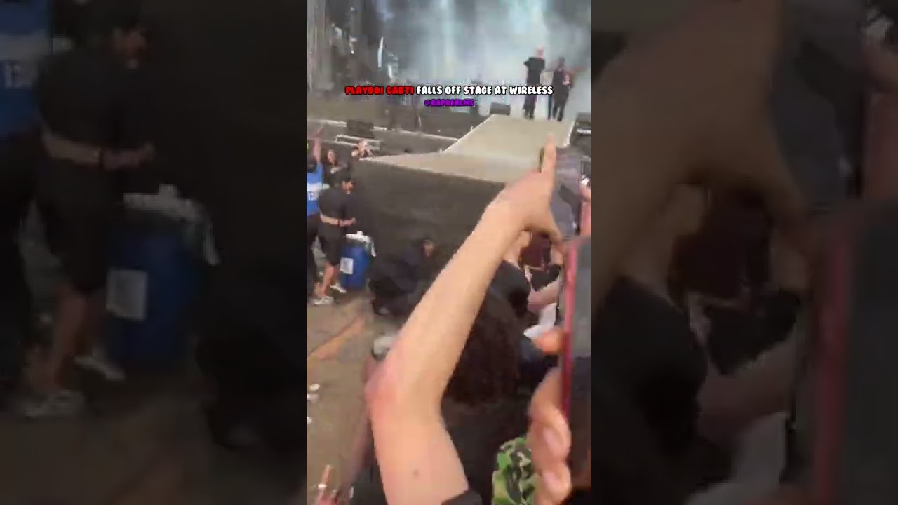Playboi Carti falls off stage at Wireless