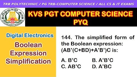 Boolean Expression Simplification Tamil / PG TRB ComputerScience / TRB Polytechnic CSE / PG TRB CS