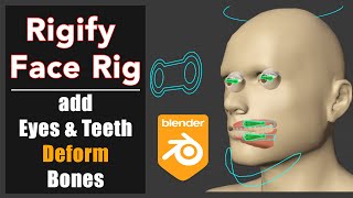 Blender Rigify Face rig - add Eyes & Teeth Deform bones. screenshot 3