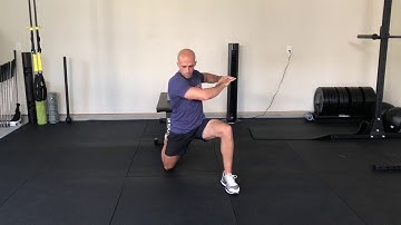 Half kneeling hip flexor stretch with t-spine rotation