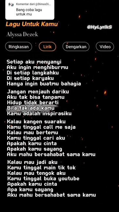 Lirik lagu Untuk Kamu-Alyssa 🎶 #laguold #lagunostalgia #alyssa #laguuntukkamu #janganmenjauhdariku