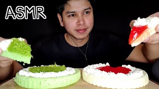 Asmr - pandan cake + strawberry jam ...