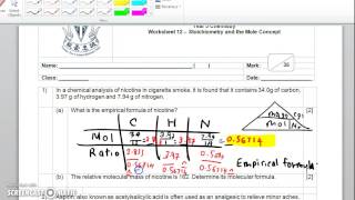 Secondary 3 Worksheet Mole Concept  Q1&2