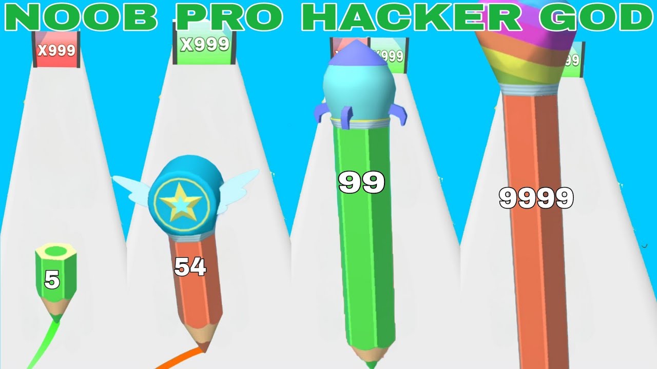 NOOB vs PRO vs HACKER vs GOD in Color Pencil Run: Drawing Game