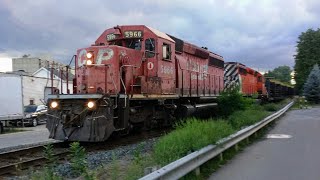 CP SD40-2 Dual Flags & a Multimark Lead a Work Train at St. George St., London, ON on Aug. 29, 2020