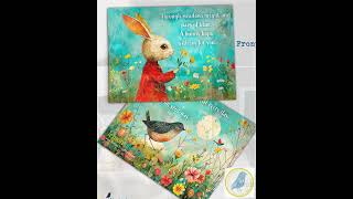 Easter Greeting Card 5x7 No.377 Envelopes Whimsical Folded Christian Holiday Bunny Delivered Mail...