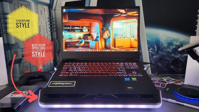 KLIM Ultimate + Refroidisseur PC Portable - 11 à 17 + éclairage RGB + Support  Ordinateur Portable Gaming + Nouveauté 2019 + Ve