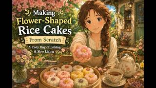 Flower-Shaped Rice Cakes 🌸 | A Quiet Day of Baking from Scratch | Cozy Ghibli-Style ASMR Slow Livin screenshot 2
