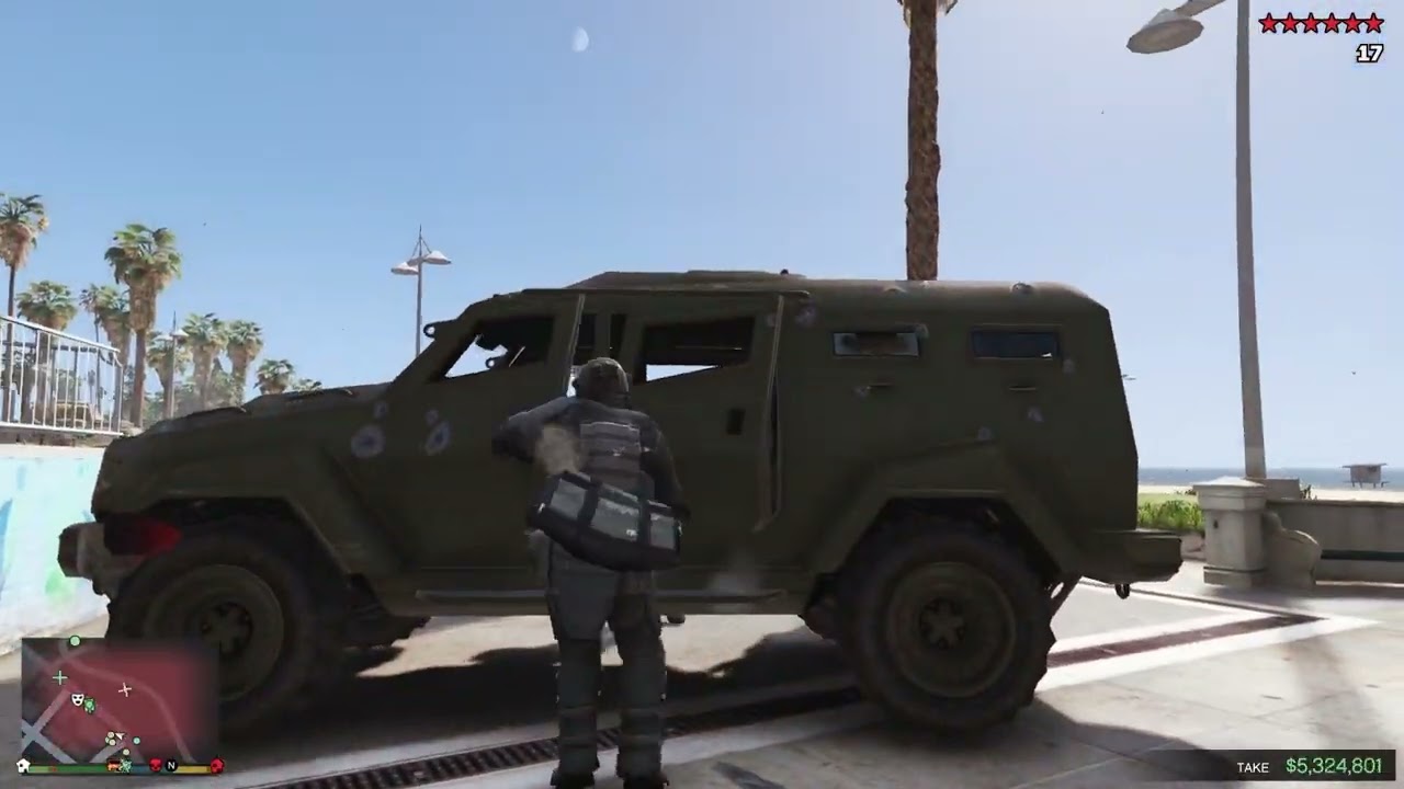 GTA V: Trevor, Michael & Juggernaut 10 Star Bank Heist Cop Battle + Escape