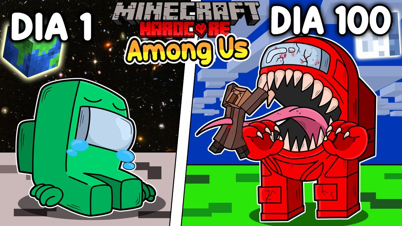 ඞ🔪Sobreviví 100 DÍAS siendo un AMONG US en Minecraft HARDCORE!