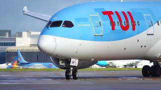 HEAVY Aircraft Taking Off from a WET Manchester Airport in 4K