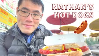Eating at Coney Island's FAMOUS Nathan's Hot Dog Restaurant
