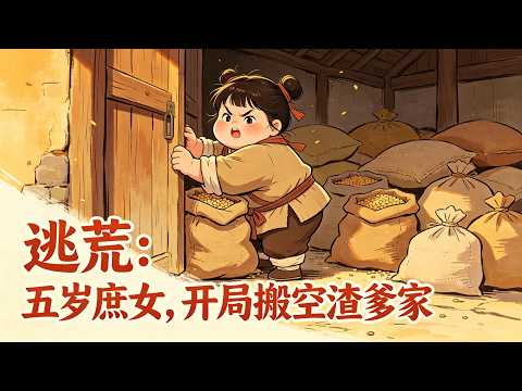 《逃荒：五歲庶女，開局搬空渣爹家》穿成被污衊偷糕點的五歲胖丫，嫡母要賣她配陰婚？反手搬空全家糧倉，帶着靈泉空間投奔舅舅，看我在災年如何種田養雞成首富！#種田文#逃荒文#萌娃逆襲