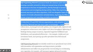 Self Organizing Network