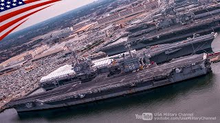 Walk The Flight Deck Amidst Three Aircraft Carriers At Norfolk