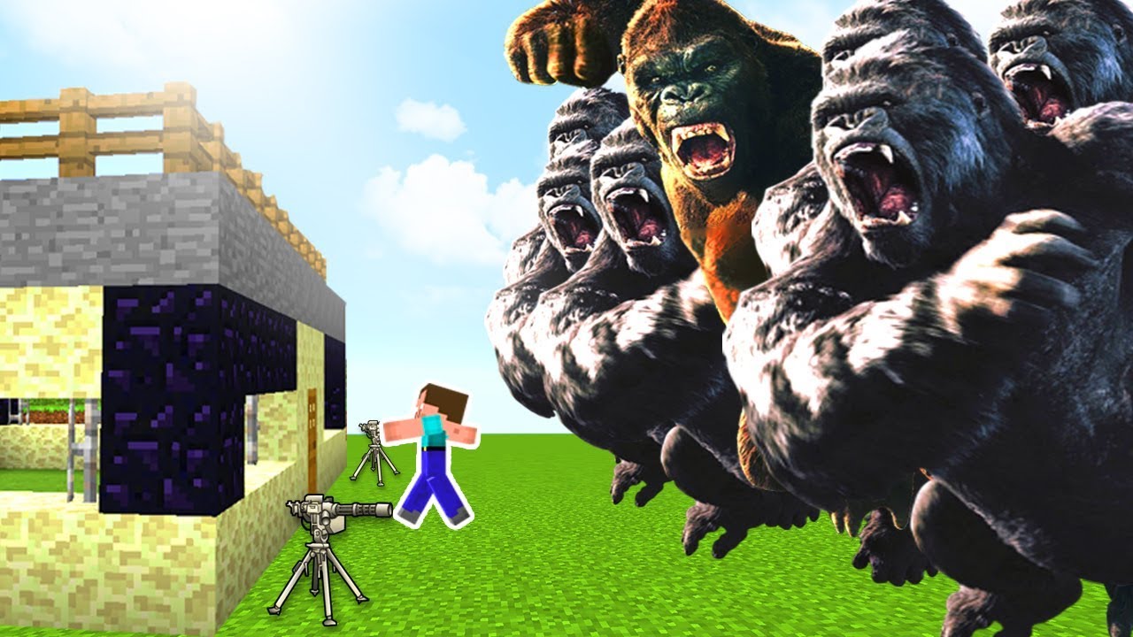 APOCALIPSIS DE KING KONG EN MINECRAFT - RETO DE LA BASE VS APOCALIPSIS EN MINECRAFT gameplay español transistor
