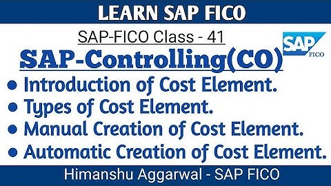 Cost Element Accounting in SAPFICO | SAP Controlling
