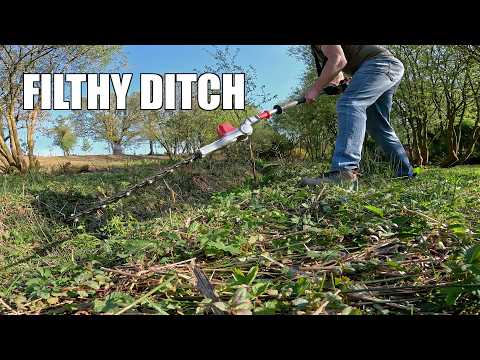 Clearing Ditches With A Hedge Cutter Ready To Bring In The DIGGER