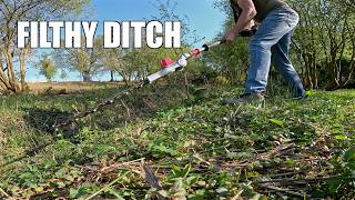 Clearing Ditches With A Hedge Cutter Ready To Bring In The DIGGER