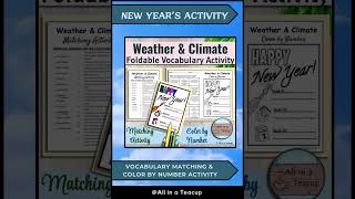 Weather and Climate Vocabulary Foldable Match & New Years Color by Number #holiday Wealth