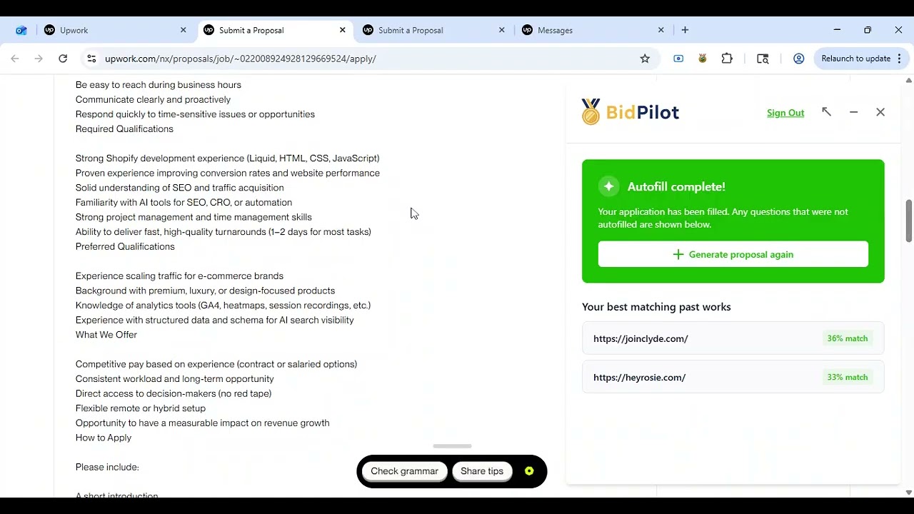 BidPilotPro – AI Upwork Proposal Generator & Smart Past-Work Finder