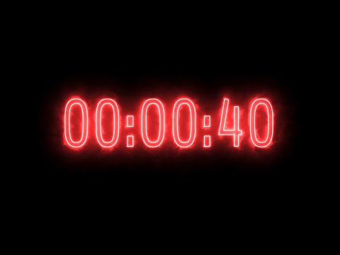 Red fire neon timer 40 seconds (countdown)
