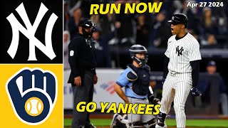 New York Yankees vs. Brewers Game Highlights Today, Apr 27 2024 | MLB Season 2024
