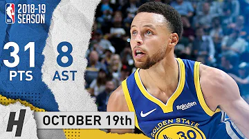 Stephen Curry SICK Highlights Warriors vs Jazz 2018.10.19 - 31 Pts, 8 Assists!