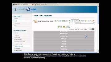 JoomlaLMS -- Announcements about Courses Events
