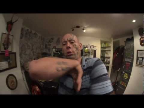 Crazy tattooed dancer on LSD