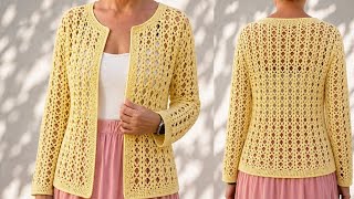 Wow💯🌟Crochet Cardigan Stitch Tutorial Easy Lace Stitch Crochet Sweater For Women Summer Crochet