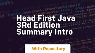 Head first java 3rd edition summary intro