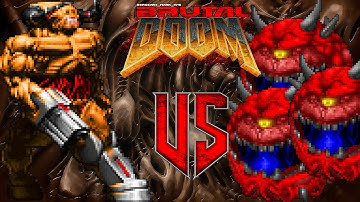 Cyberdemon vs Cacodemon - Brutal Doom II : Versus Battle - Monster Infighting - Retro Boss Arena