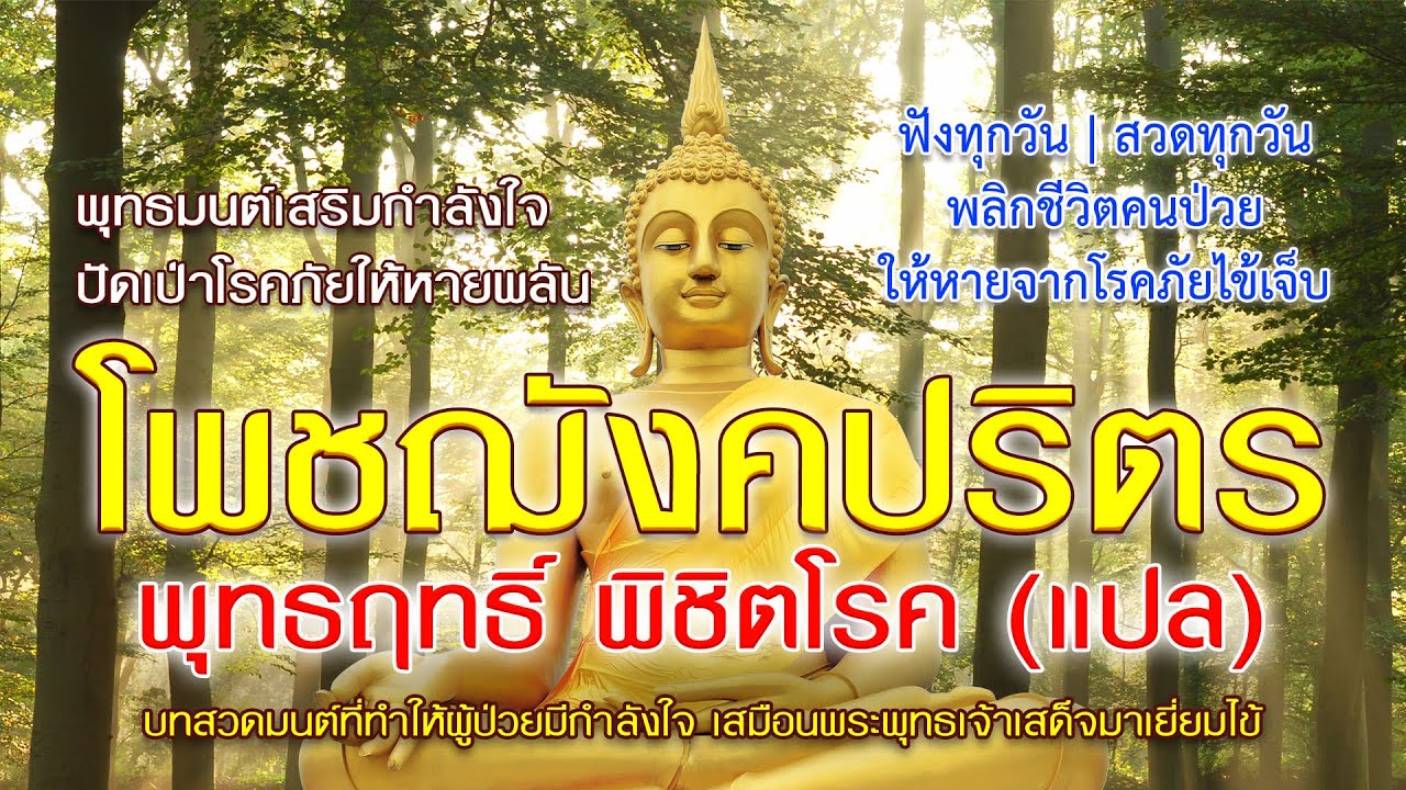 สวดมนต์รักษาโรค | โพชฌังคปริตร พุทธฤทธิ์พิชิตโรค (แปล) | พุทธมนต์เสริมกำลังใจปัดเป่าโรคภัยให้หายพลัน