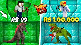 Minecraft, Rs1 vs R$1,00,00,000 Dinosaur Mining Challenge || Minecraft Mods || Minecraft gameplay