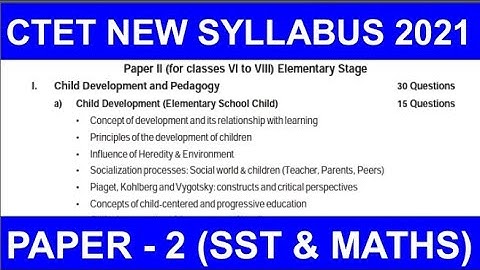 CTET NEW SYLLABUS 2021 | CTET PAPER 1 NEW SYLLABUS 2021 | CTET PAPER 1 COMPLETE SYLLABUS | CTET 2021