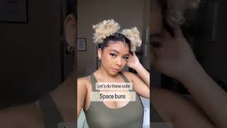 ✨ Space buns tutorial ✨ what’s your favorite hairstyle when its almost time to wash? #curlyhair