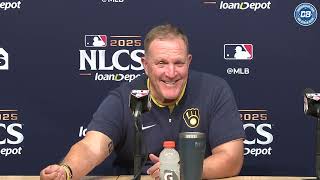 2025 NLCS: Pat Murphy talks shadows affected hitting for both teams & removing Jacob Misiorowski