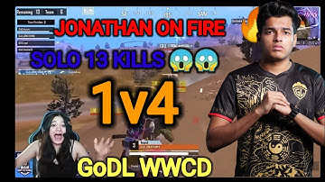 Jonathan 1v4 Enigma SOLO 13 Kills- Godlike WWCD with 18 Finishes - DOBBY SHOKEd@JONATHANGAMINGYT