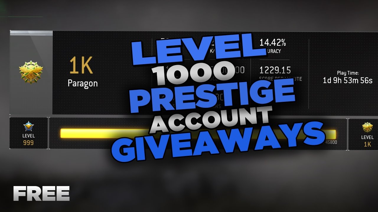 Free Level 1000 Account Giveaways Modern Warfare Remastered YouTube