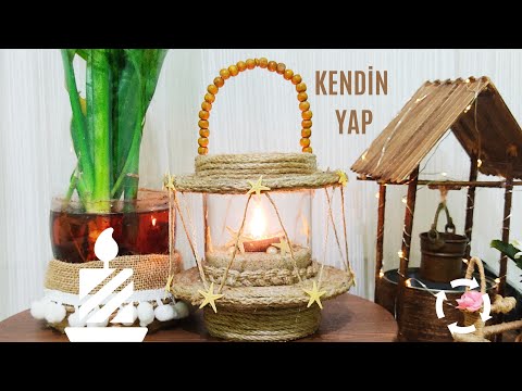 CAM KAVANOZDAN FENER NASIL YAPILIR KOLAY VE PRATİK - CAM ŞİŞEDEN MUMLUK YAPIMI  #candleholder #diy