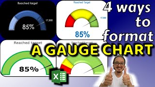 ⏲how to format a speedometer (gauge chart) in excel - 4 different ways