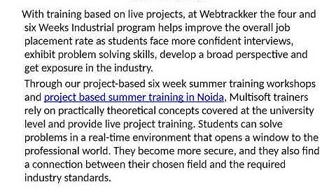 Project based summer training in Noida