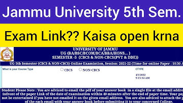 Exam Link for 5th Sem. || CBCS & NON-CBCS(DDE & PVT.) || Jammu University || Online Exam #jammu