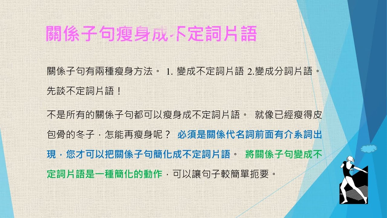 【冬子英文小教室】（文法篇) 154/Chapter 16.6 關係子句怎樣瘦身和增胖？