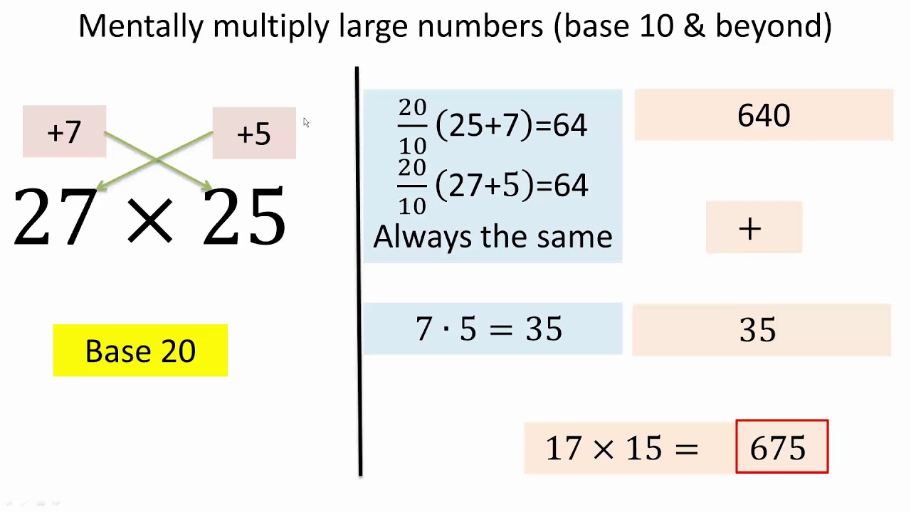 Mentally Multiply Large Numbers base 10 Beyond YouTube