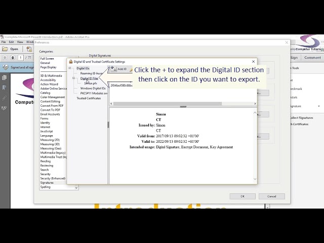 Exporting Digital Signatures in Adobe Acrobat XI Pro