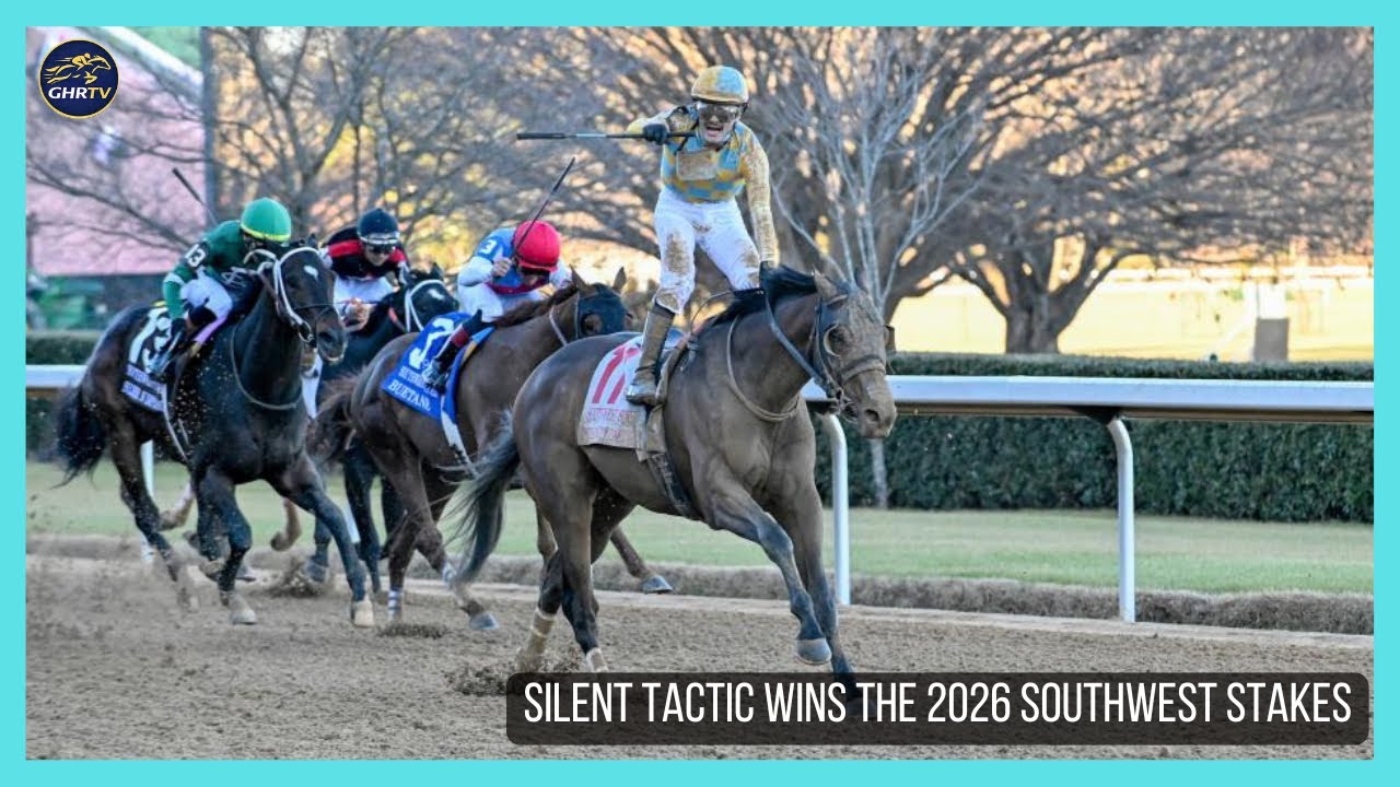 SILENT TACTIC выигрывает скачки Southwest Stakes (G3) в 2026 году.